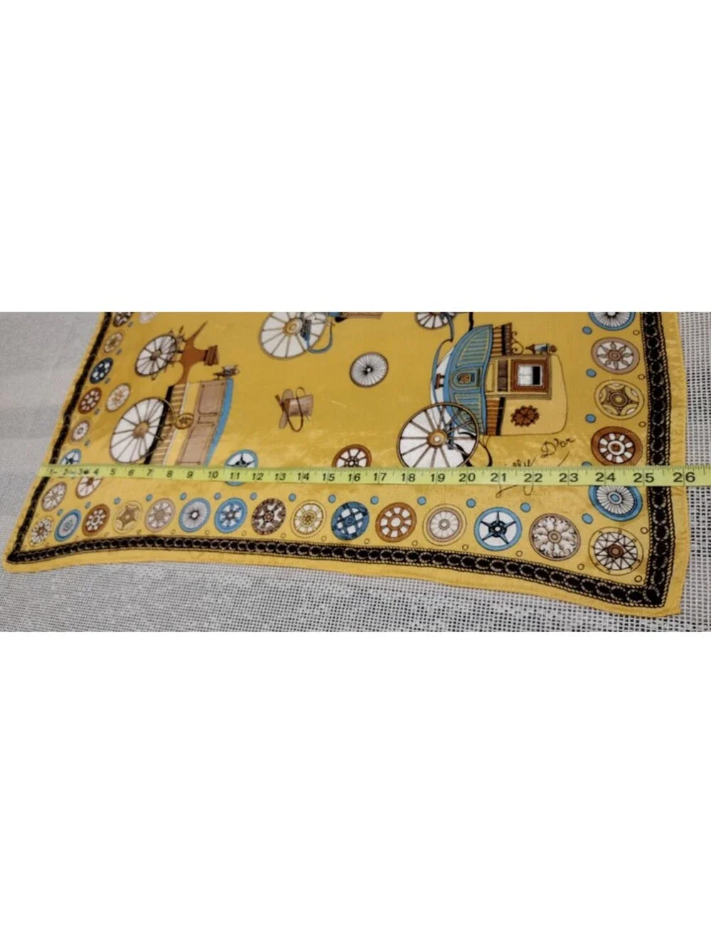 Vintage 1960s Carriages Scarf Lilly D'or Dandy Mustard Victorian Acetate ITALY